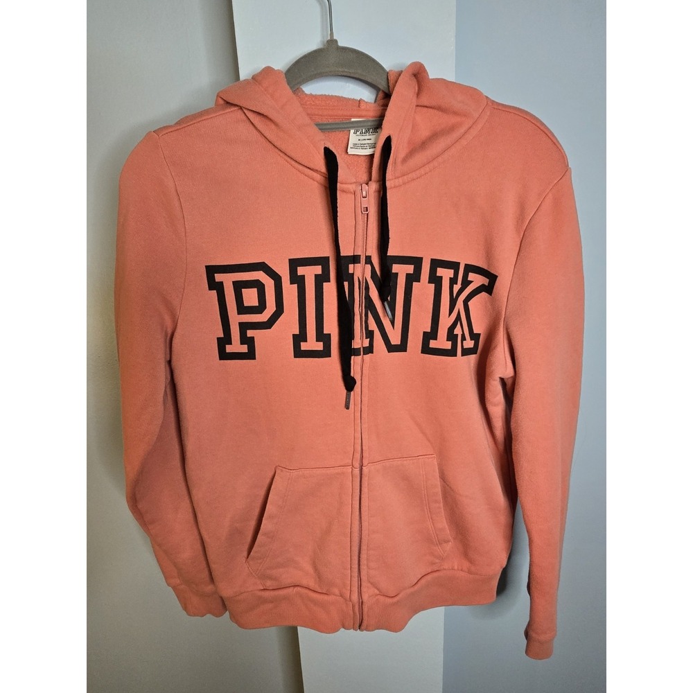 Victorias Secret PINK‎ Everyday Lounge Full Zip Hoodie M Coral Perfect Comfy